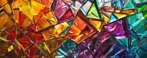 Colorful Holographic With Shattered Glass Shards, Captivating Fragmentation.