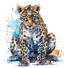 Watercolor Vector painting of a leopard, isolated on a white background, leopard vector, leopard clipart, leopard art, leopard painting, leopard Graphic, drawing clipart.