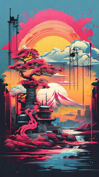 retro japanese traditional painting