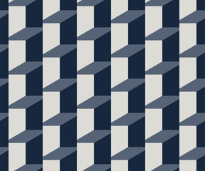 3d seamless pattern striped vector background. Abstract line stripes grid texture, contrasting blue white lined geometric motif. Textile fabric swatch allover block print design suites, jackets, scarf