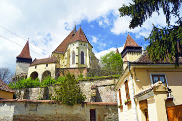 Biertan Fortified Church: the Masterpiece of Saxon Transylvania. View of the fortress of the...