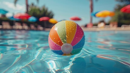 Orange and White Beach Ball Floating in Pool
