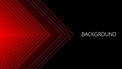 Black abstract background with red triangular pattern, modern geometric texture, diagonal rays and angles