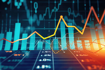 A colorful graph with red and blue lines that are sloping downward
