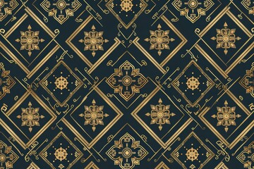 Seamless geometric ethnic asian oriental and tradition pattern design for texture and background. Silk and fabric pattern decoration for carpet, clothing, wrapping and wallpaper