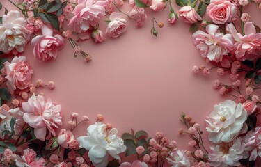 Pink Background With Pink and White Flowers