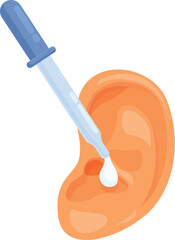 Ear drops pipette icon cartoon vector. Cleaning liquid. Sick infection