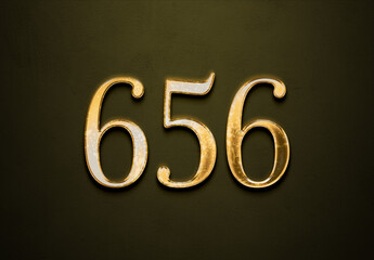 Old gold effect of 656 number with 3D glossy style Mockup.	