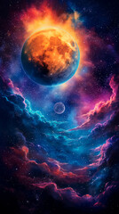 Obraz premium Fantastical Cosmic Scene with Colorful Nebulae