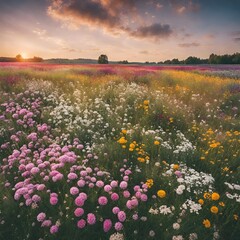Blooming Bliss A Colorful Meadow of Wildflowers.