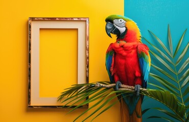 Majestic Parrot Perched Beside Picture Frame