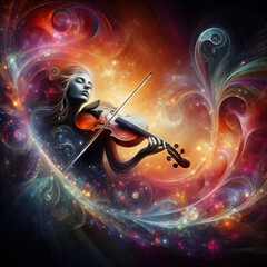 Fototapeta premium violin and music