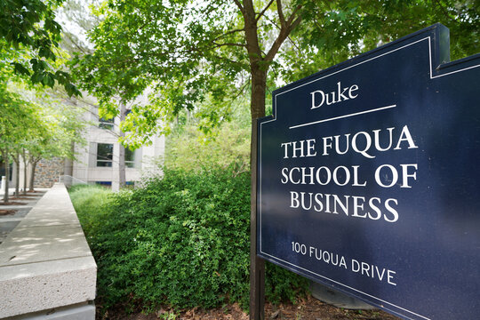 Durham, NC - USA - 4-30-2024: The Fuqua School of Business on the campus of Duke University in Durham