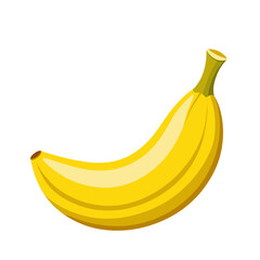 Cartoon banana. Peel banana, yellow fruit tropical fruit, banana snack or vegetarian nutrition
