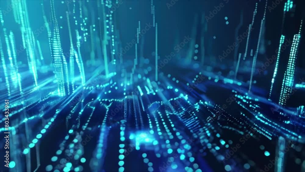 Wall mural digital technology abstract background. computer it programming code with dots and lines. futuristic