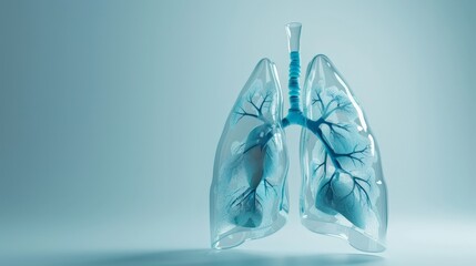 Lungs of human on blue background - obrazy, fototapety, plakaty