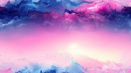   A vibrant painting of pastel-colored clouds surrounded by a radiant sun against a backdrop of pink and blue