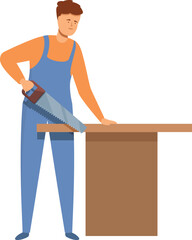 Carpenter assembly desk icon cartoon vector. Home process. Maker fitting