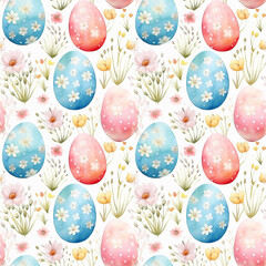Pastel Dream. Soft Easter Egg Watercolor Pattern