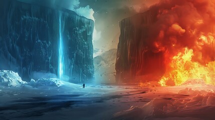 Fototapeta premium Fire and ice concept design