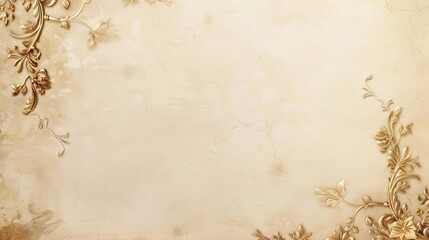 Elegant vintage paper in cream tones with an elegant gold leaf edge and a delicate floral pattern.