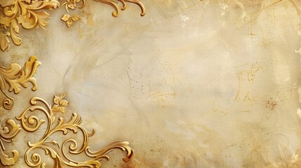 Elegant vintage paper in cream tones with an elegant gold leaf edge and a delicate floral pattern.