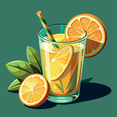 Vector illustration of a glass of lemonade on a colorful background