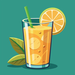 Vector illustration of a glass of lemonade on a colorful background