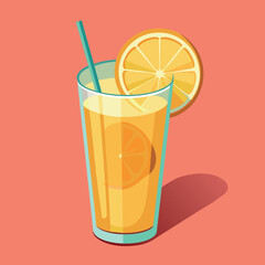 Vector illustration of a glass of lemonade on a colorful background