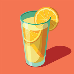 Vector illustration of a glass of lemonade on a colorful background