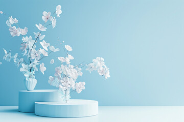 A serene International Women's Day backdrop, with a soft blue gradient that evokes a sense of...