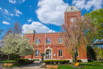 Melrose City Hall at 562 Main Street in historic city center of Melrose, Middlesex County,...