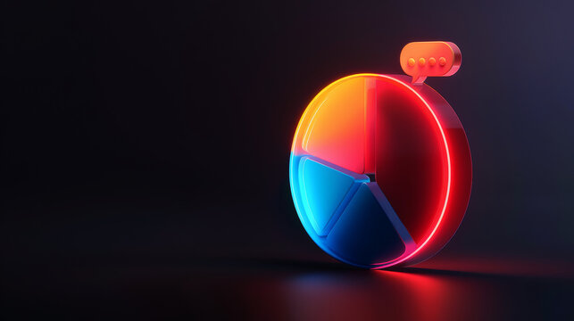 Revolutionize your helpdesk with our 3D pie chart symbol, complete with a speech bubble for seamless communication. This icon represents data-driven customer support