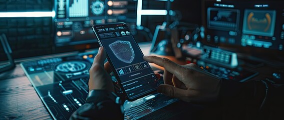 An image of the latest technology, which reminds the viewer of the current achievements. In the foreground is the phone, and in the background are circuits.