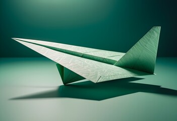 Paper Airplane Ready to Take Flight on a Wooden Tabletop, Capture the Spirit of Imagination and Creativity for Educational or Business Projects