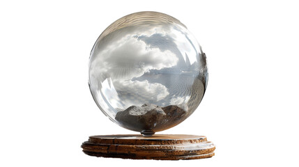 A clear crystal ball with a stand on a transparent background. PNG format, This PNG file, with an...