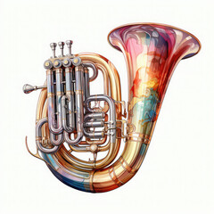 Fototapeta premium Watercolor Tuba Illustration, Generative Ai