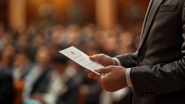 A person receiving an award or certificate of appreciation at a formal recognition ceremony. capturing honor and pride as the recipient is acknowledged for their contributions, achievements