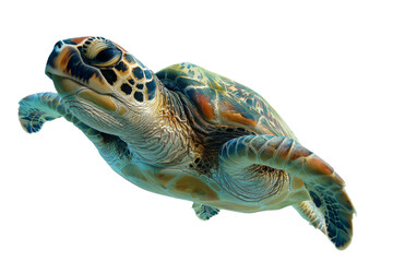 Fototapeta premium Sea Turtle Swimming Isolated on Transparent