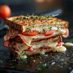 Grilled Cheese and Tomato Sandwich on a Plate