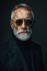 Older Man in Sunglasses and Black Jacket