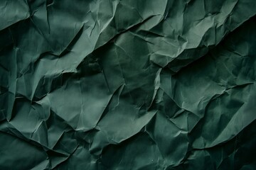 Fototapeta premium Dark Green Crumpled Paper Texture Background with Traces, Space for Text