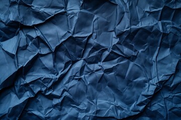 Crumpled Dark Blue Paper Texture Background, Free Space for Text