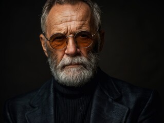 Obraz premium Older Man With Beard and Glasses