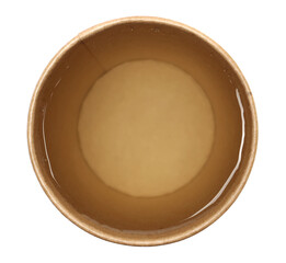 Brown paper cup of water, disposable isolated on white, clipping, eco friend