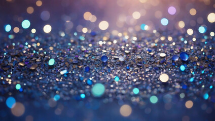 Opal and periwinkle abstract glitter confetti bokeh background, invoking a sense of whimsy and wonder.