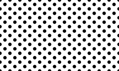 Seamless classic polka dot pattern. Black and white background with circles. Vector illustration
