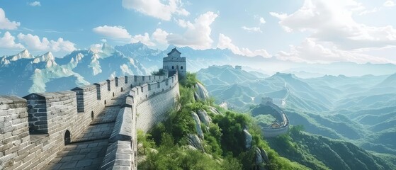 The great wall of China , a UNESCO world heritage site , is one of the most iconic landmarks in the world .It is a symbol of China's rich history and culture.