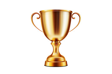 Fototapeta na wymiar A gold trophy with a gold handle, white background, transparent background