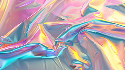 Abstract digital fabric. Sci-fi background. Holographic foil. Abstract Modern pastel colored holographic background in 80s style. Synthwave. Vaporwave style. Retrowave, retro futurism, panorama